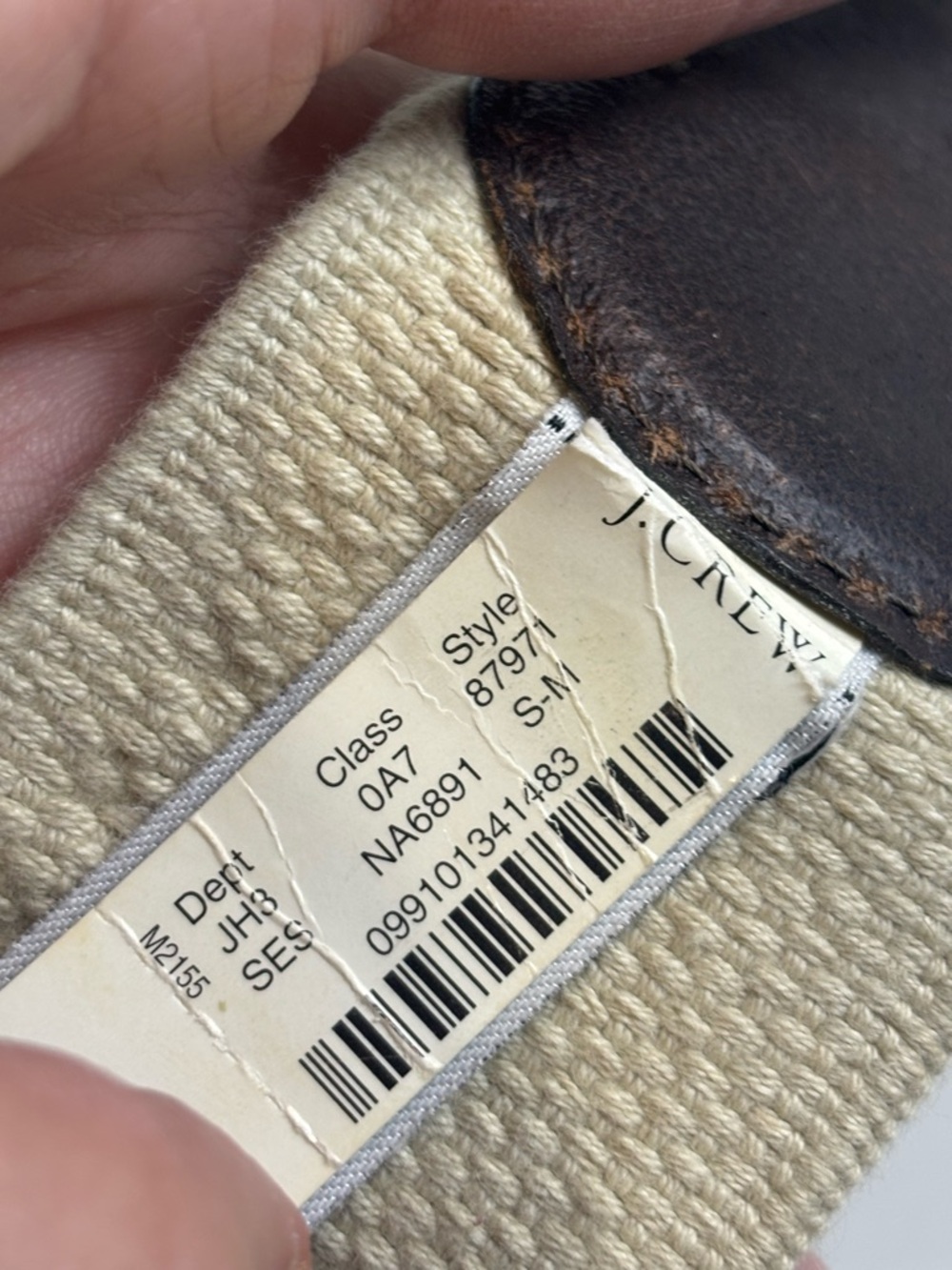 J. Crew wide Canvas‎ and Brown Leather stretch Belt sz S/M - Picture 5 of 7